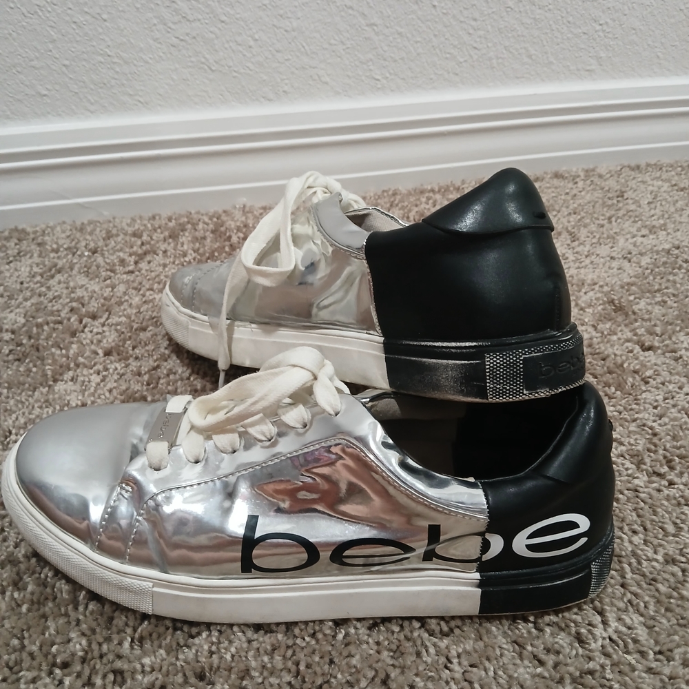Bebe Women's Silver and Black Sneakers